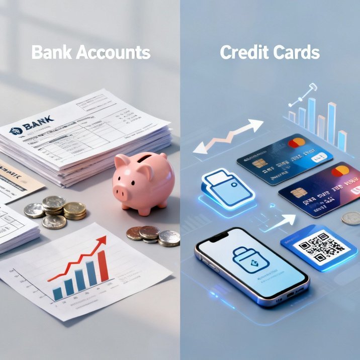 مقارنة بين أنواع الحسابات البنكية وبطاقات الائتمان